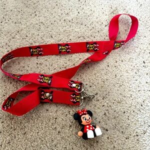 Red Minnie Mouse Lanyard with Charm